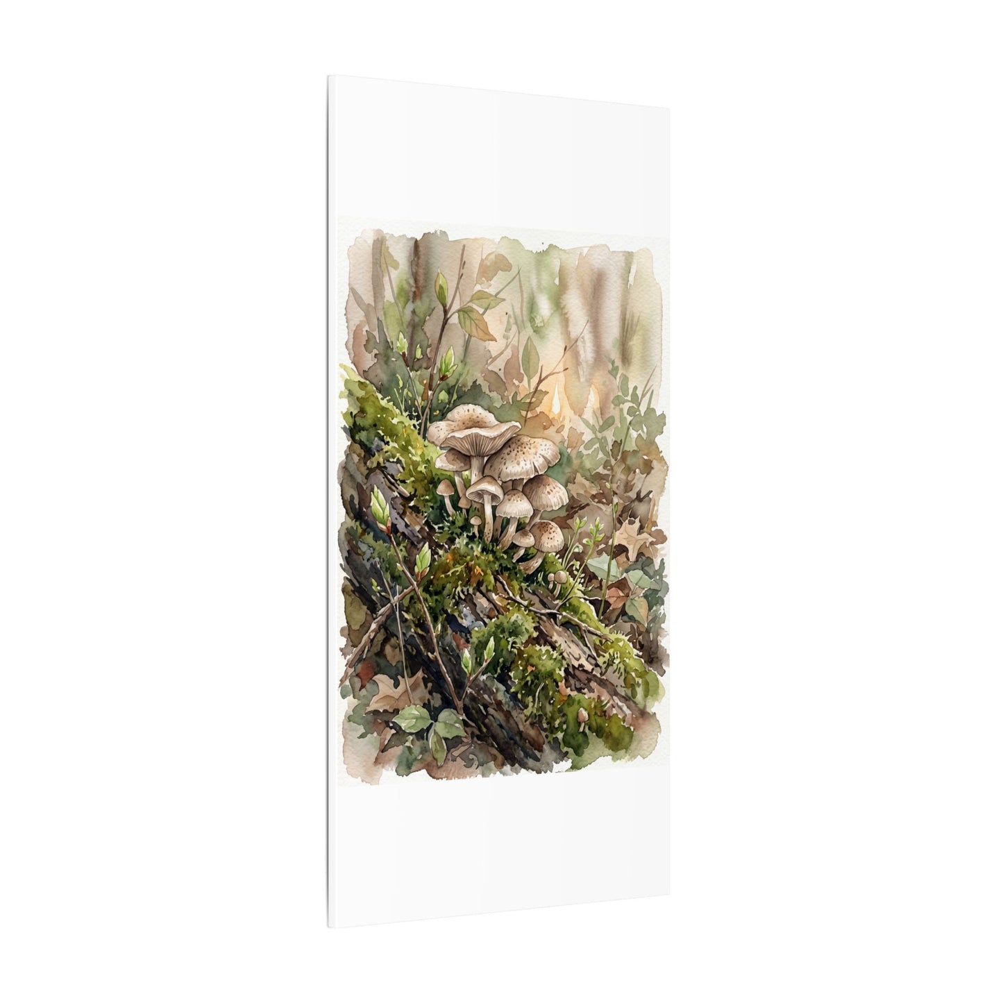 Wild Mushrooms Canvas Art | Spring Japandi Watercolor Art
