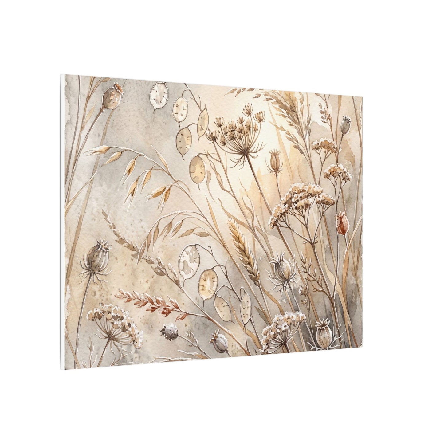 Winter Dried Flowers Watercolor Canvas Art | Warm Decor