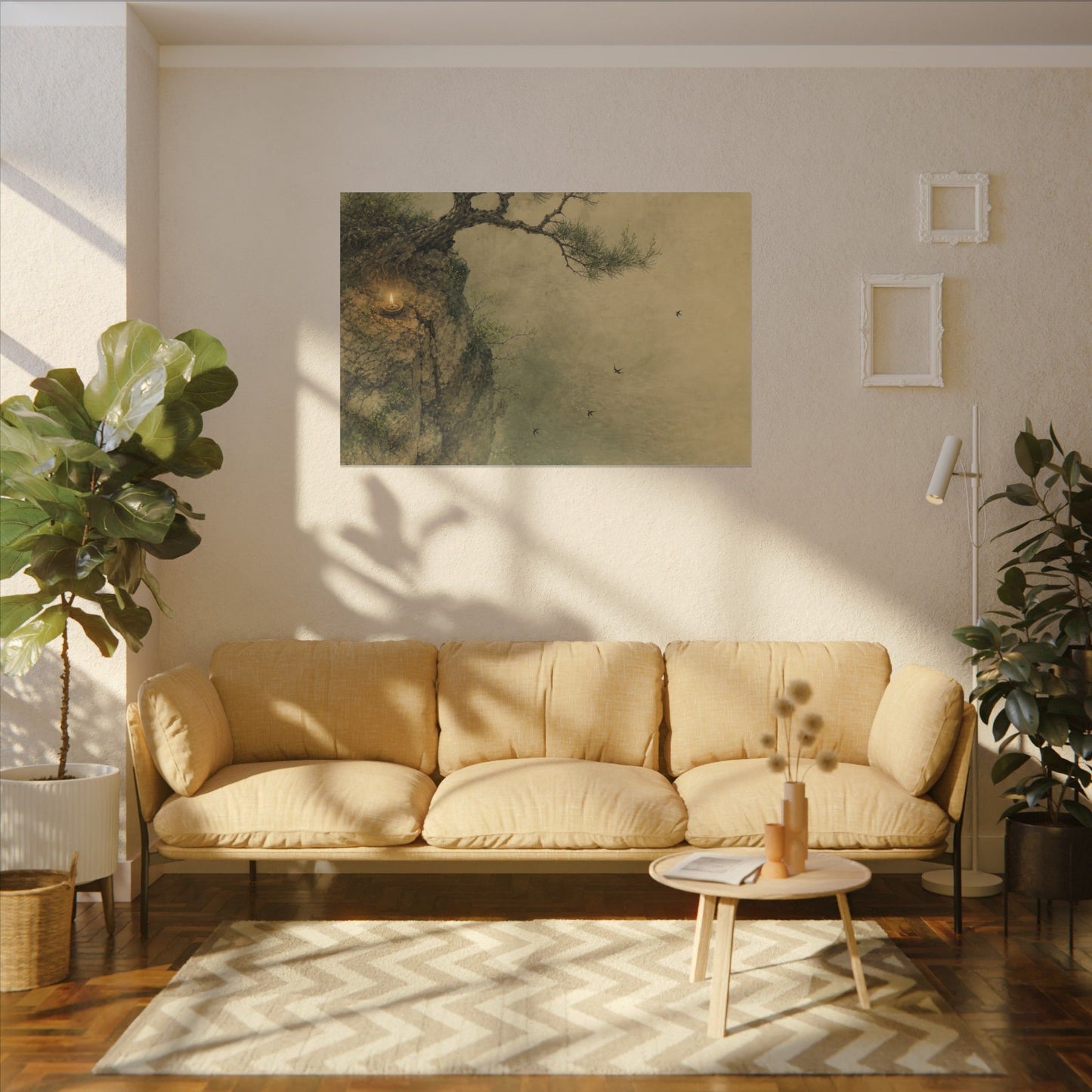 Spring Pine Tree Minimal Line Canvas Art | Earthy Decor