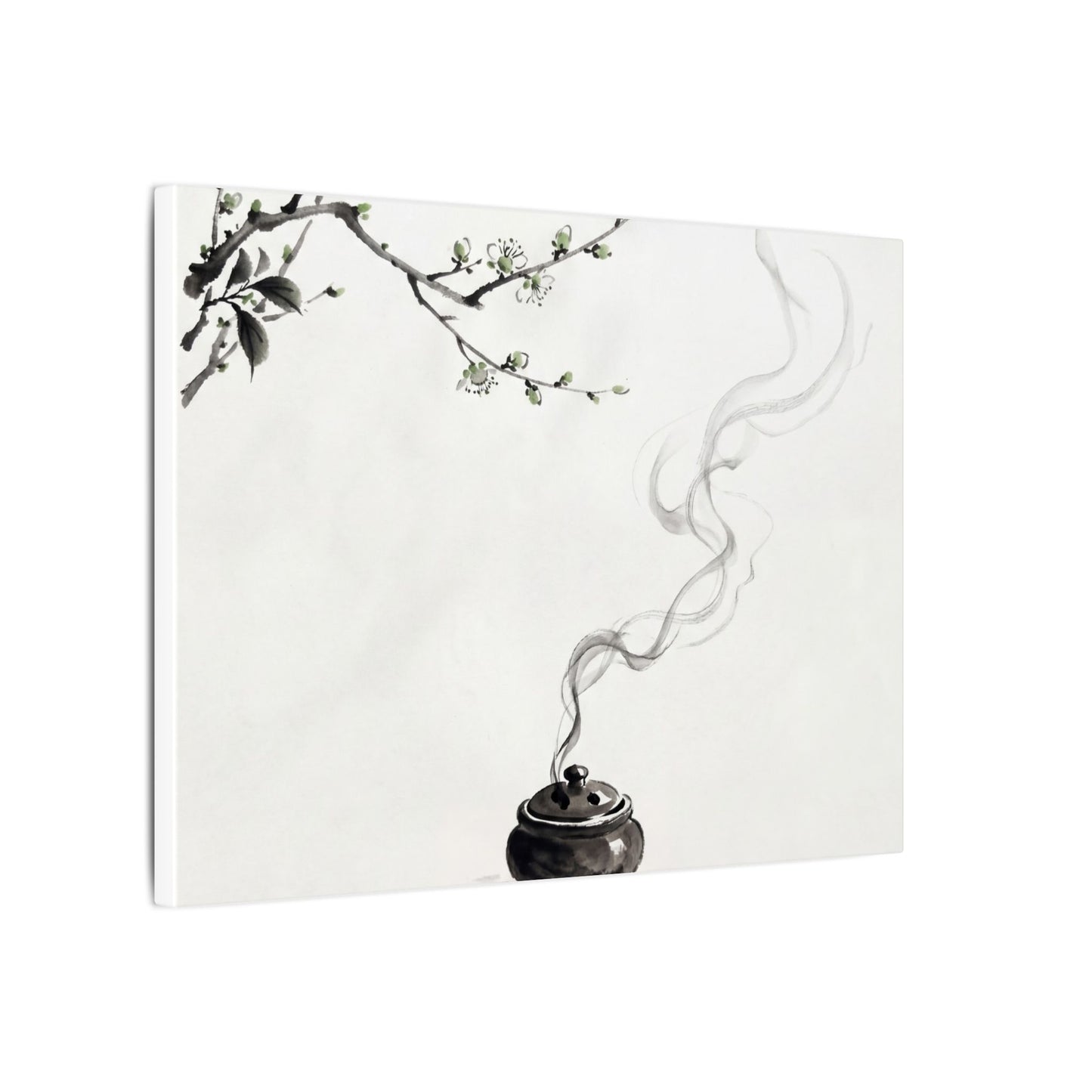 Calm Incense Smoke Canvas Art - Sumi E Zen