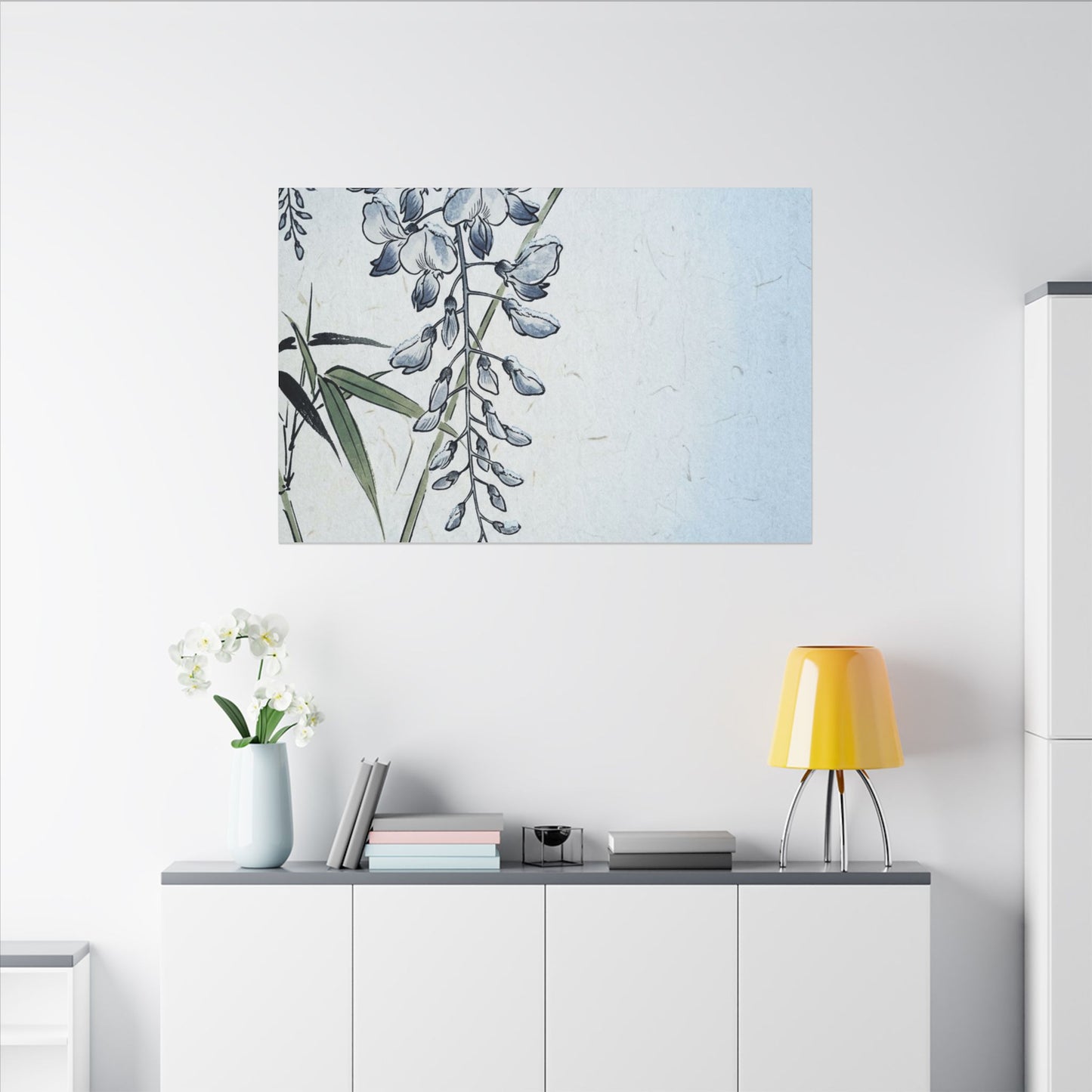 Zen Wisteria in Moonlight | Ukiyo E Inspired Canvas Art