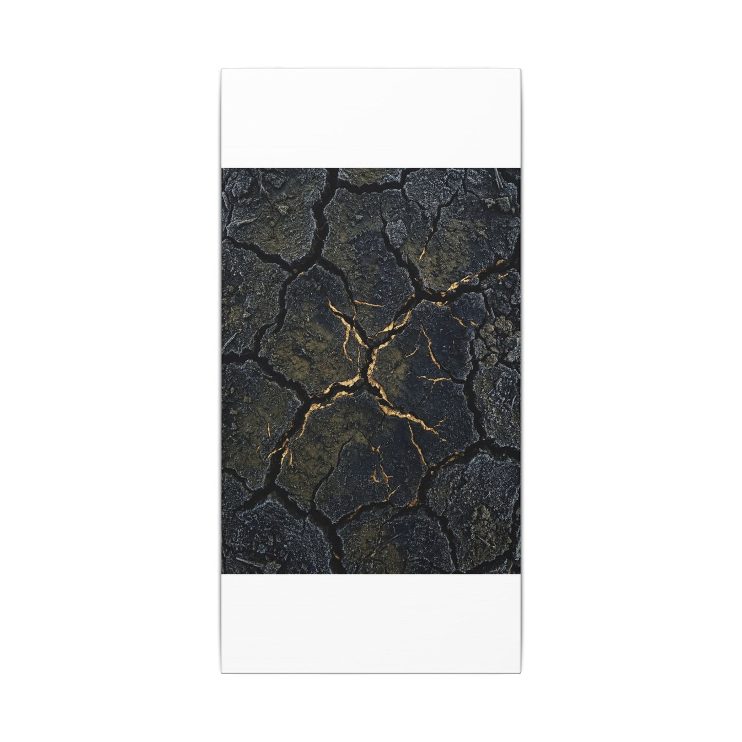 Overcast Cracked Earth Canvas Art - Dark Japandi Ma