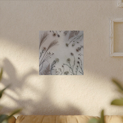 Dried Flowers Japanese Pattern Canvas Art | Elegant Japandi Art