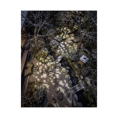 Moonlit Garden Wall Art Print | Winter Japandi Japanese Pattern Art