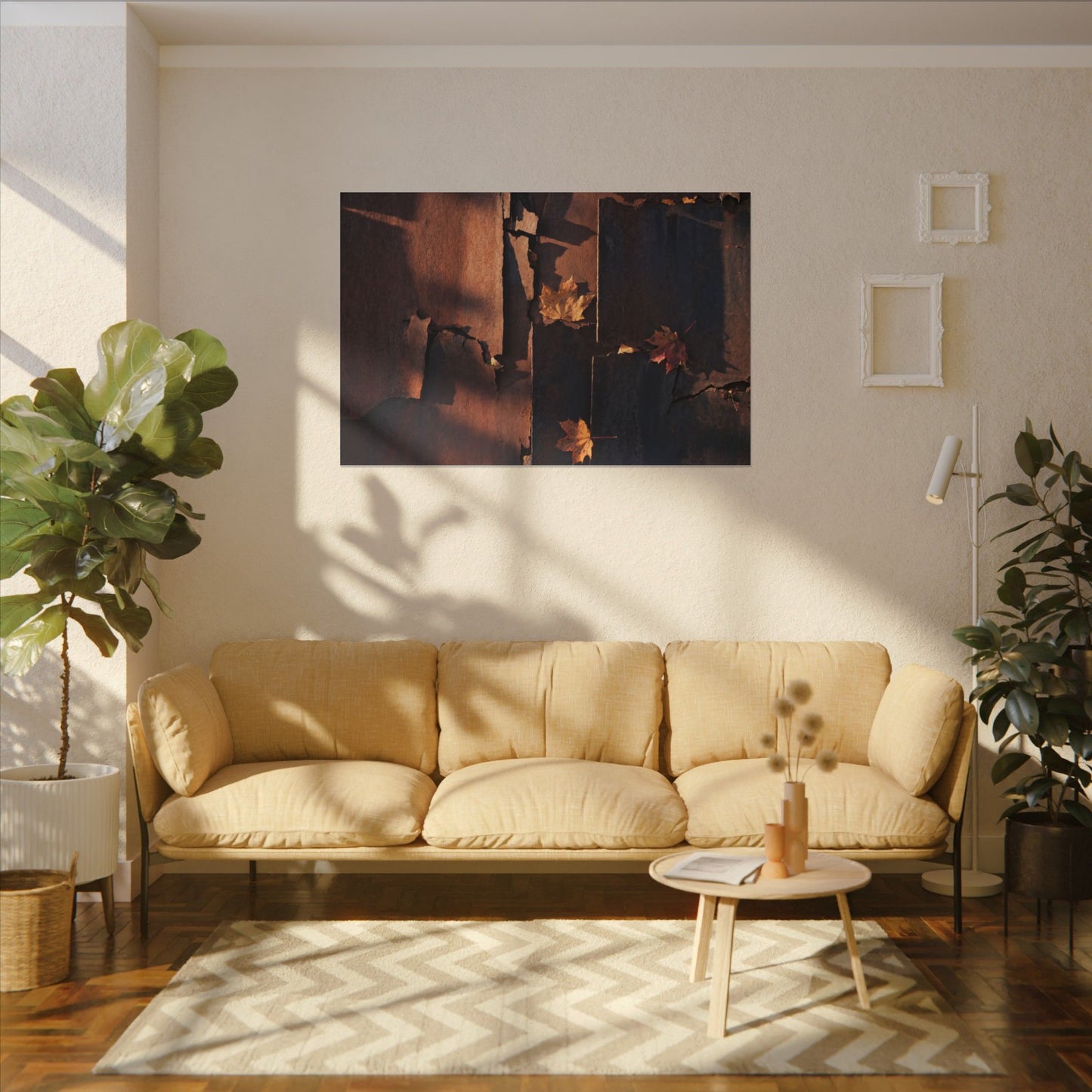 Seijaku Rust Patina Canvas Art - Dark Japandi Shadow Zen