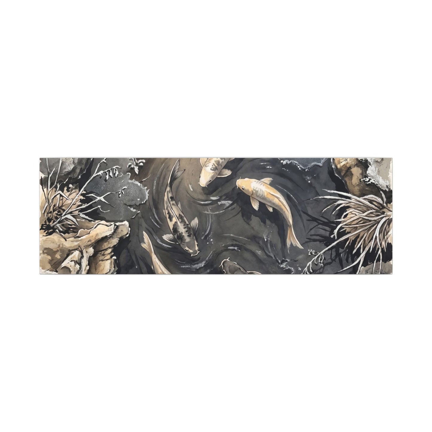 Koi Pond Canvas Art | Winter Japandi Japanese Pattern Art