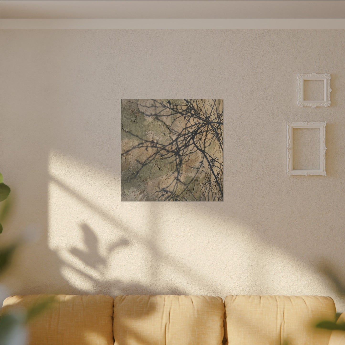 Japandi Shadow Play in Golden Hour | Texture Canvas Art