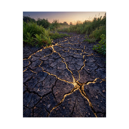 Cracked Earth Crackle Gold Wall Art Print | Beautiful Kintsugi Art