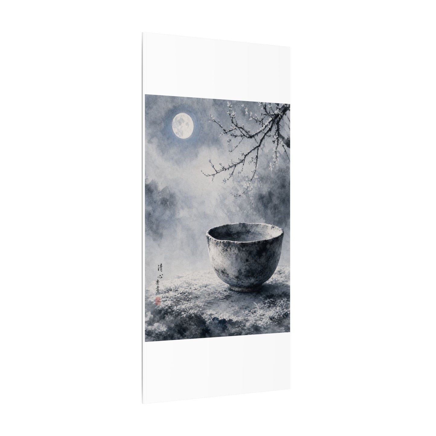 Seijaku Ceramic Bowl Canvas Art - Zen Sumi E