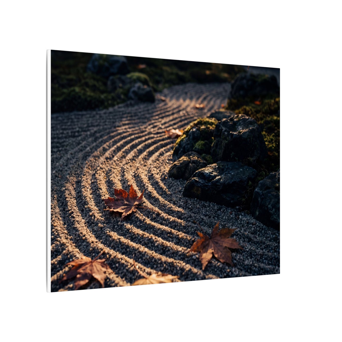 Rock Garden Moody Minimal Canvas Art | Bold Dark Japandi Art