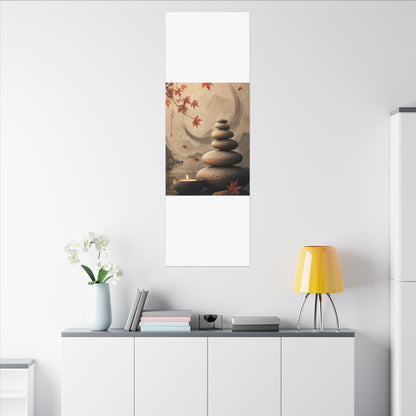 Japandi River Stones in Candlelight | Japanese Pattern Canvas Art
