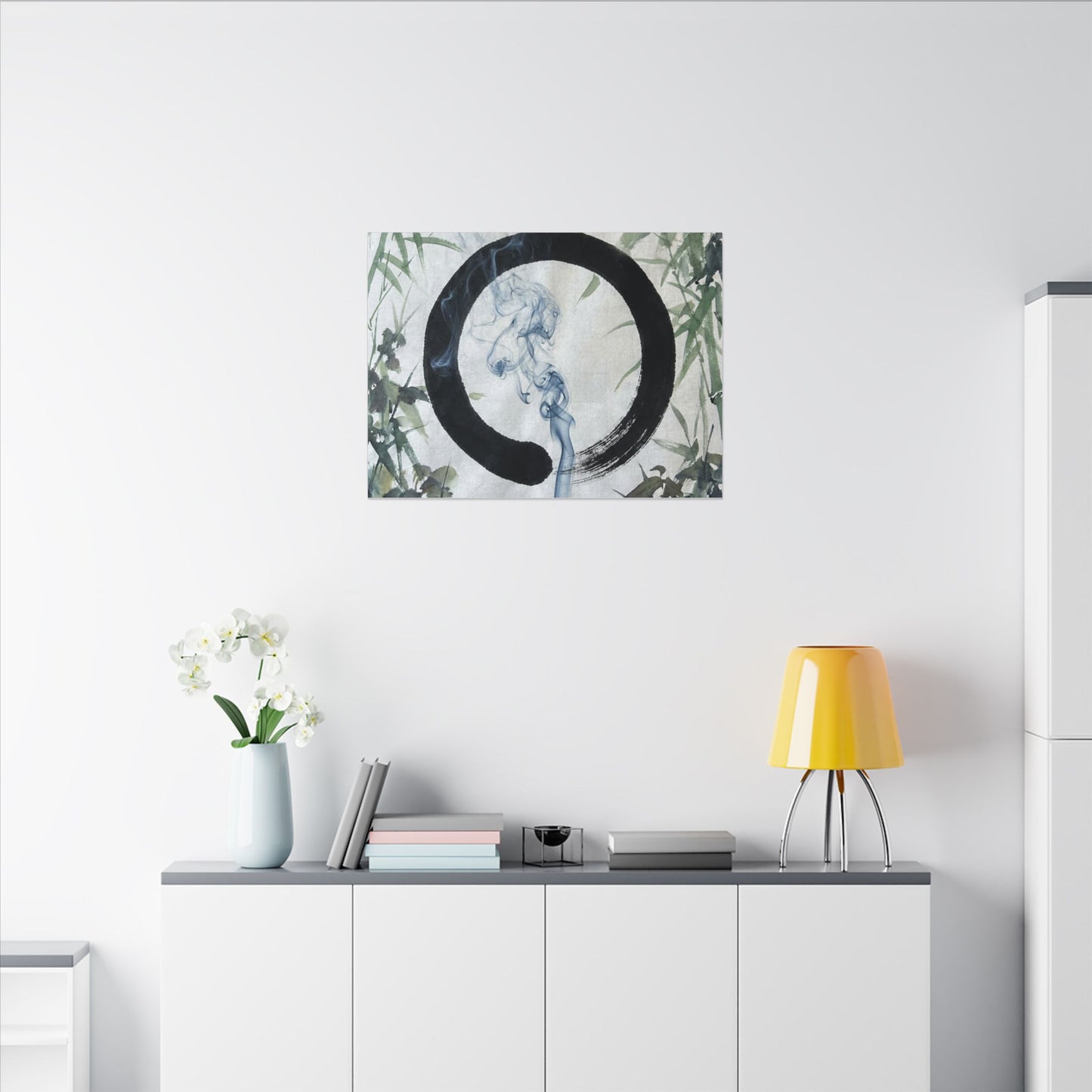 Zen Incense Smoke in Moonlight | Enso Canvas Art