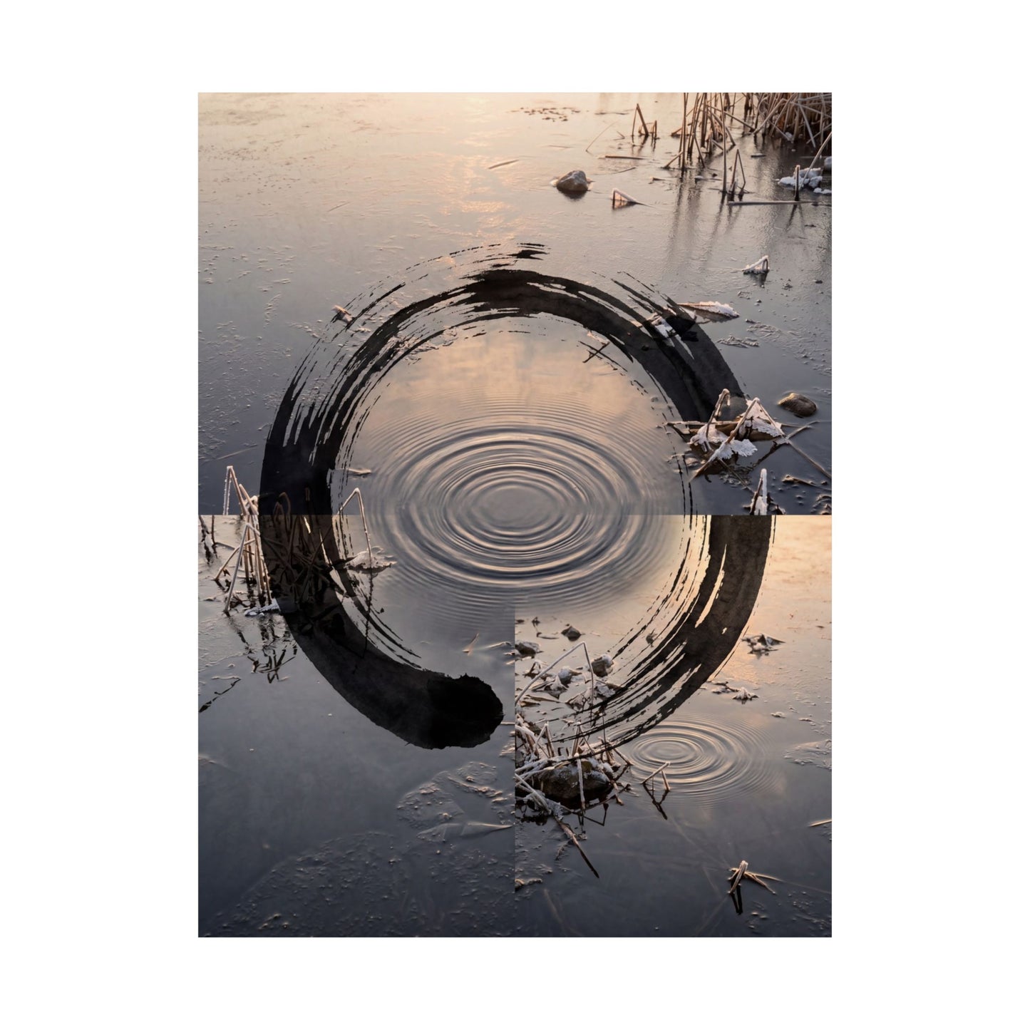 Water Ripple Winter Wall Art Print | Zen Contemplative Design