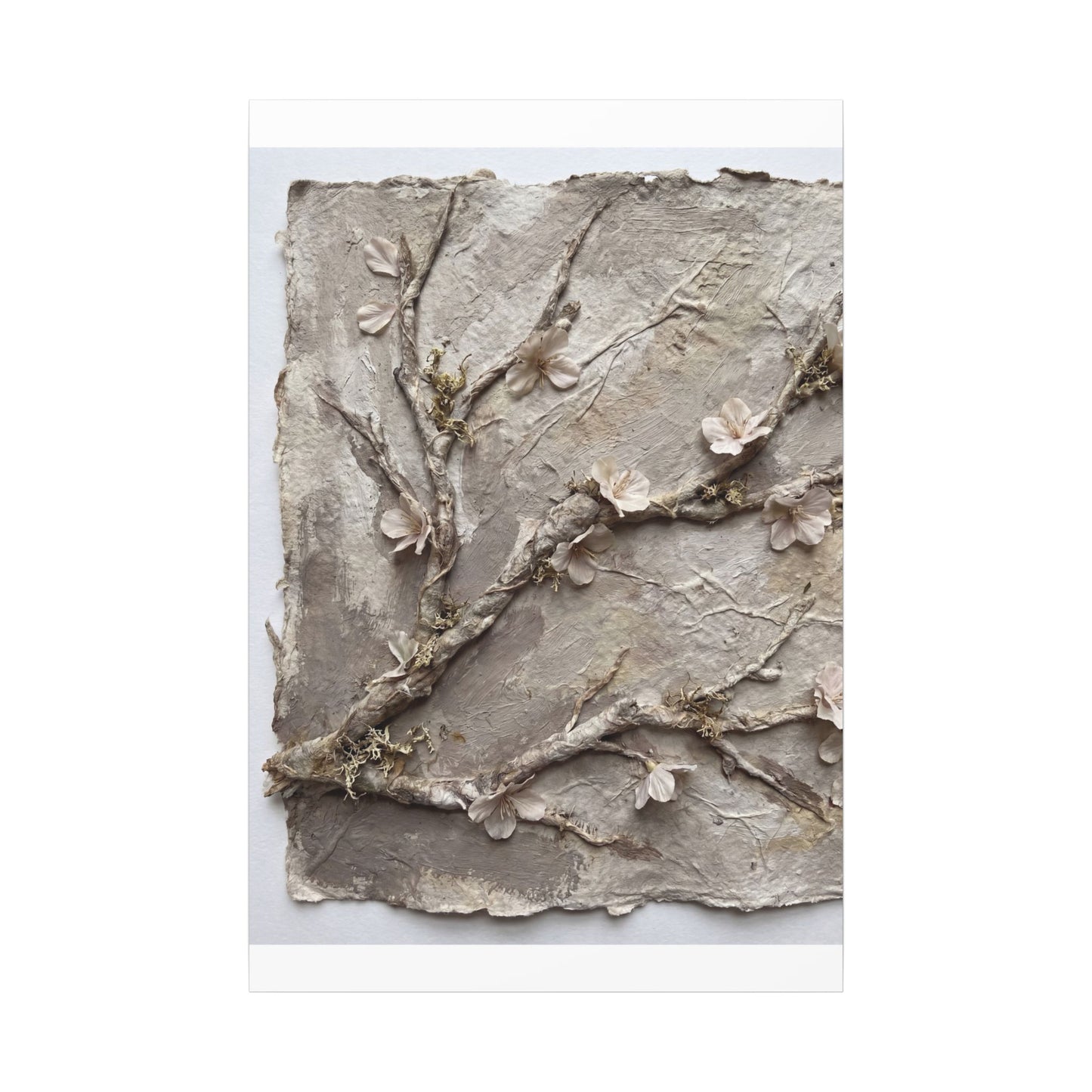 Summer Cherry Blossom Texture Canvas Art | Earthy Decor