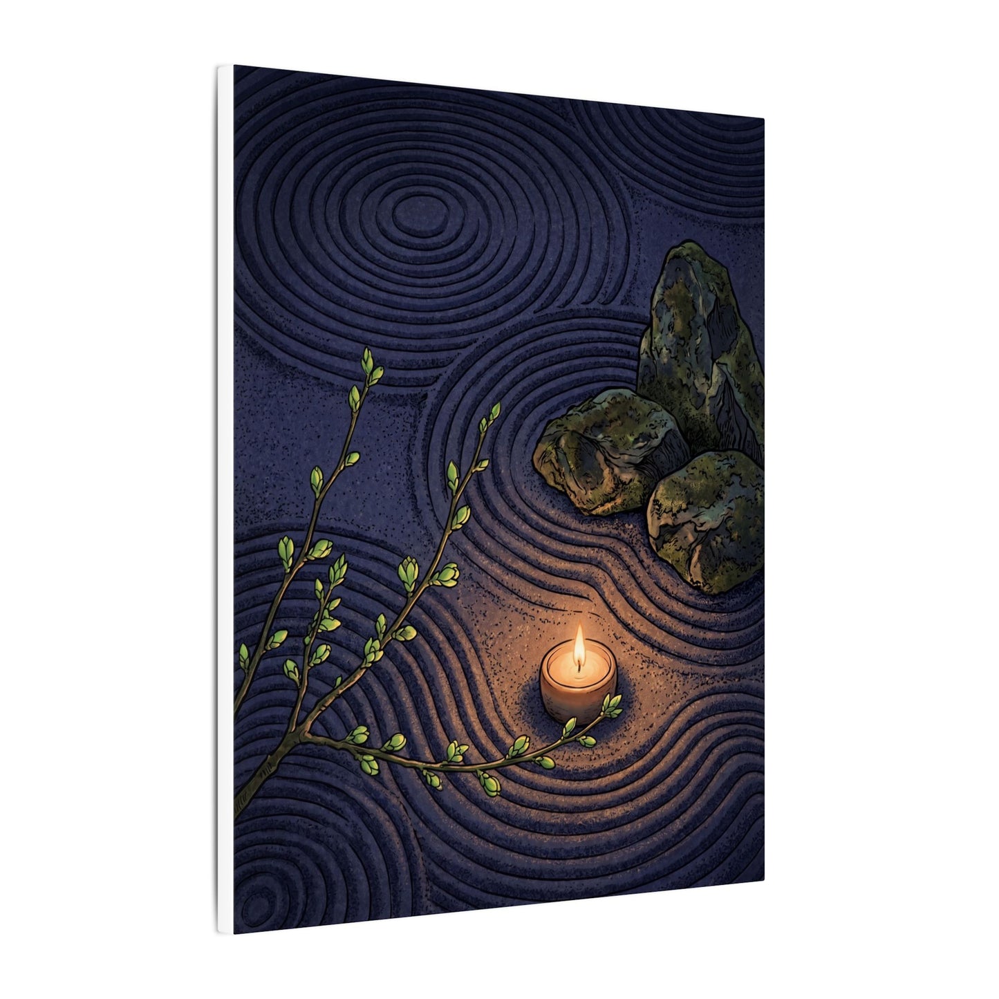 Mono No Aware Rock Garden Canvas Art - Zen Ukiyo E Inspired