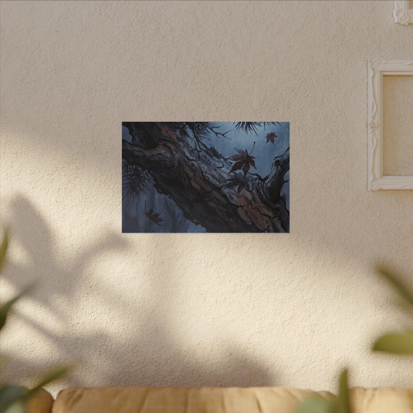 Atmospheric Pine Tree Canvas Art - Shadow Zen Dark Japandi