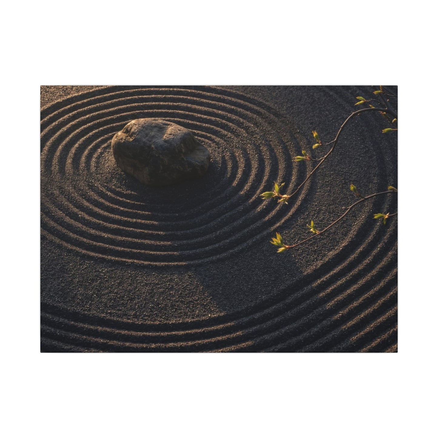 Rock Garden Shadow Zen Canvas Art | Bold Dark Japandi Art Art Print