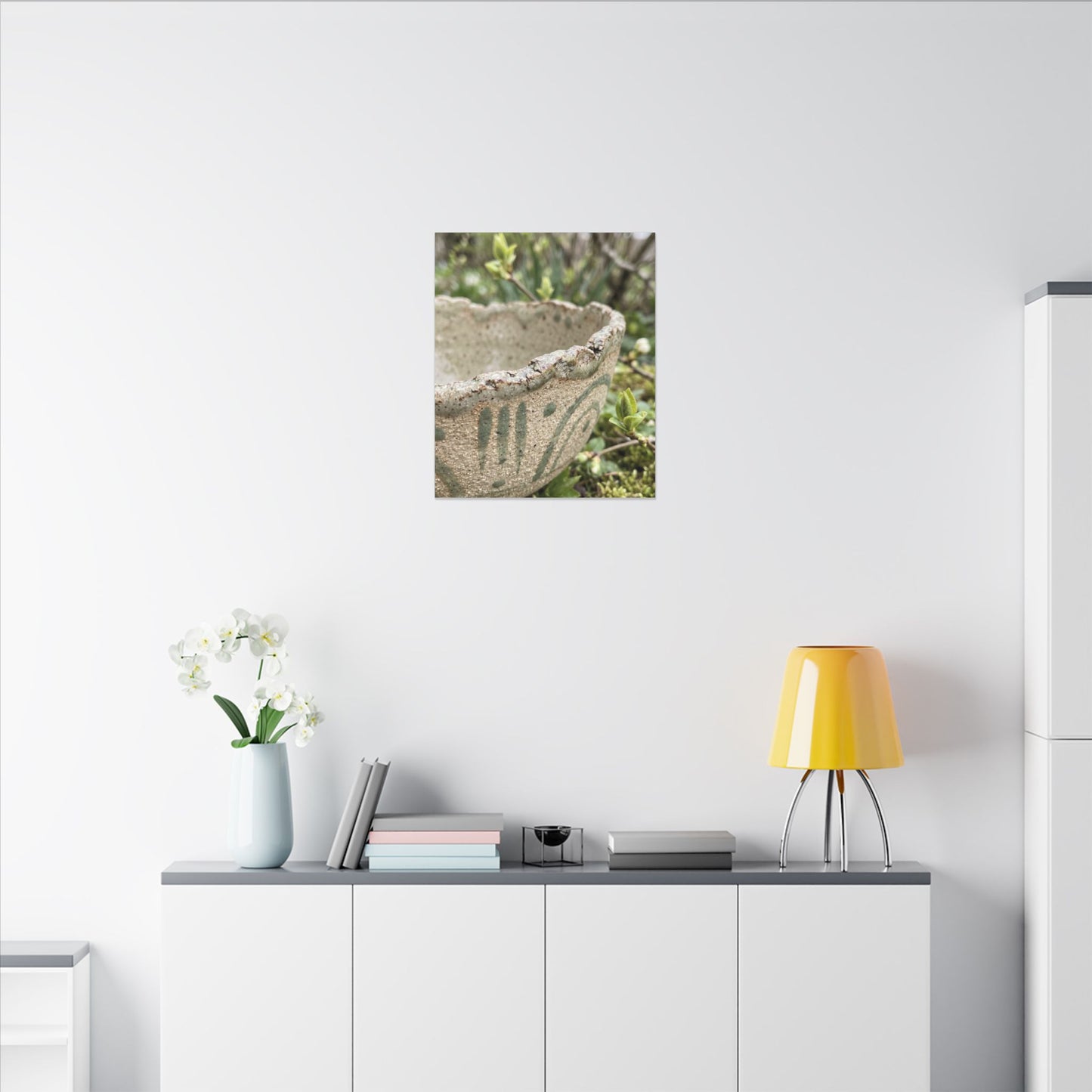 Elegant Ceramic Bowl Canvas Art - Japanese Pattern Japandi