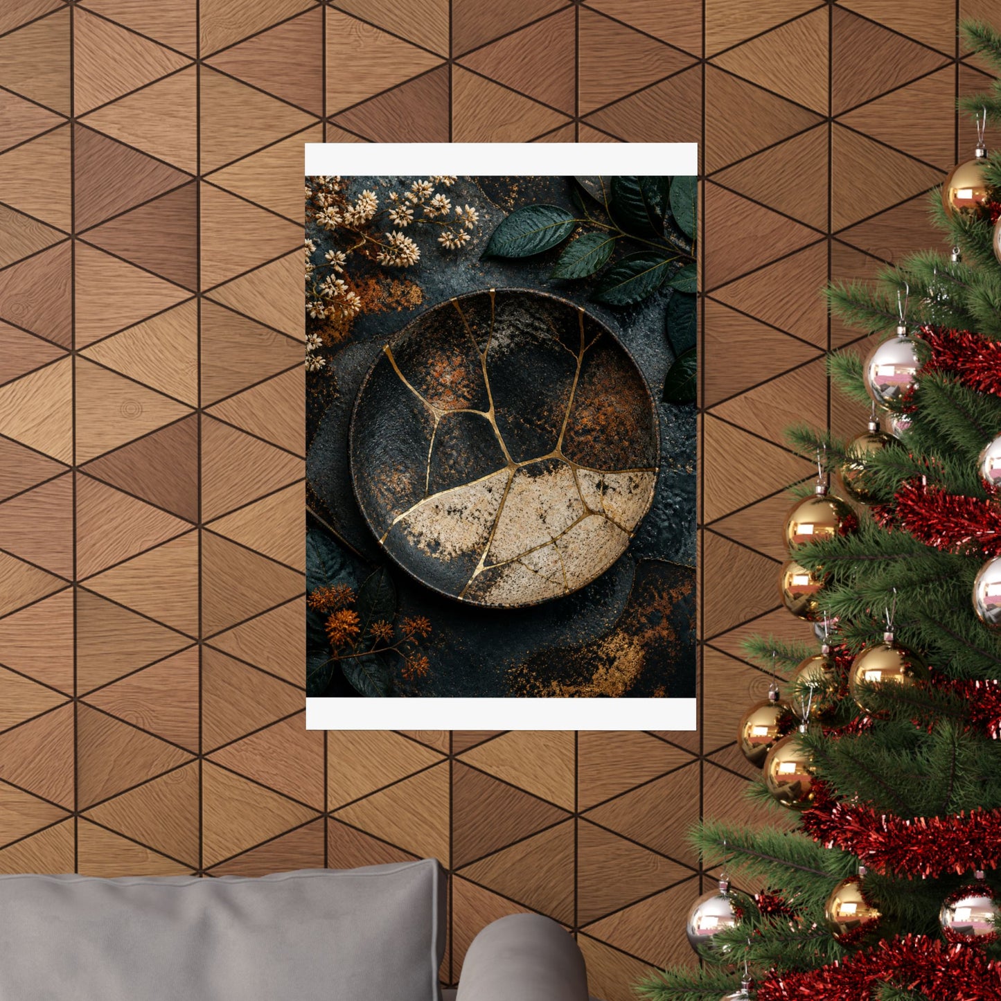 Kintsugi Rust Patina in Dawn | Gold Repair Wall Art Print