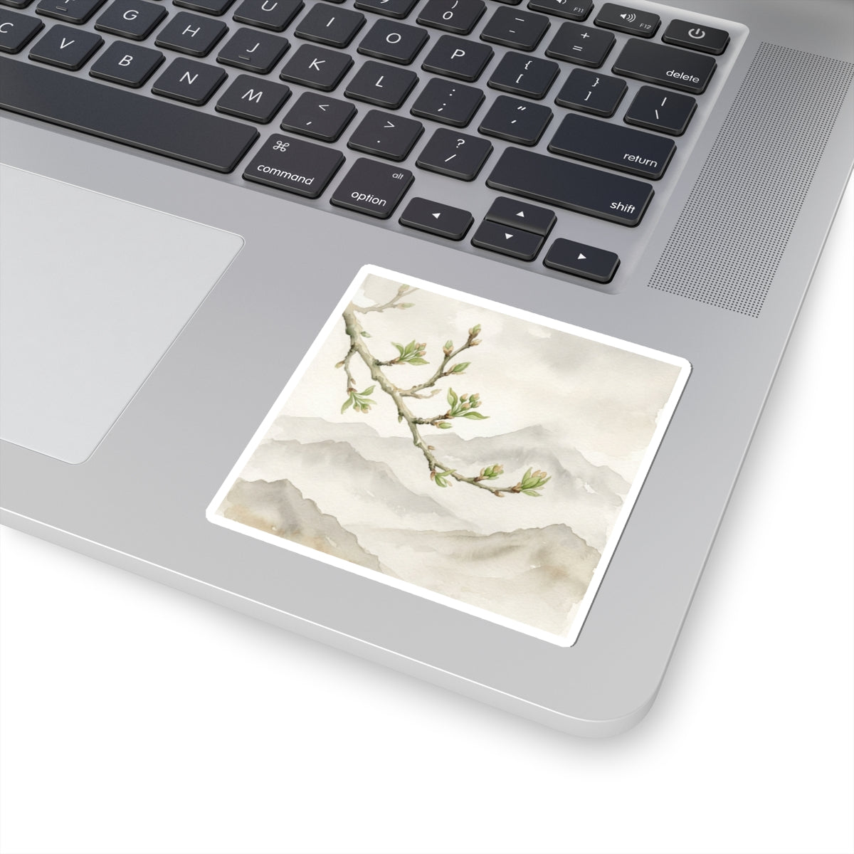 Mountain Mist Watercolor Sticker | Warm Japandi Art