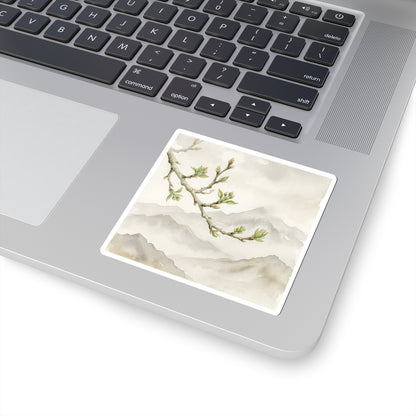 Mountain Mist Watercolor Sticker | Warm Japandi Art