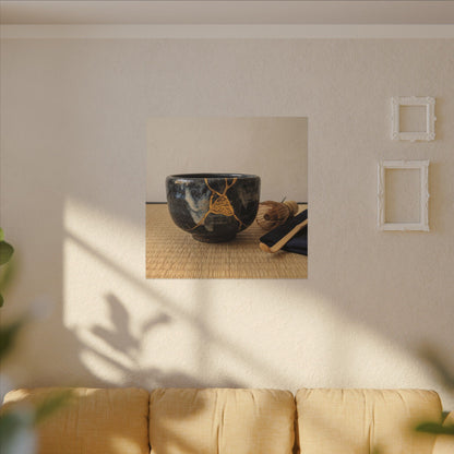 Kanso Tea Ceremony Canvas Art - Kintsugi Gold Vein