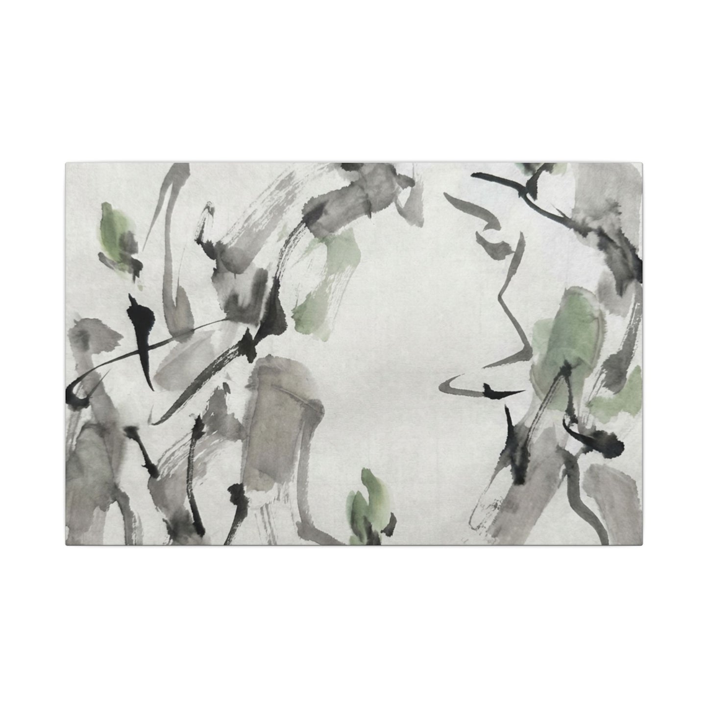 Zen Ink Brushstroke in Overcast | Sumi E Canvas Art