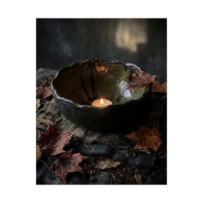 Autumn Ceramic Bowl Dark Texture Wall Art Print | Bold Decor