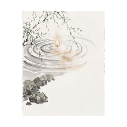 Zen Water Ripple in Candlelight | Sumi E Wall Art Print