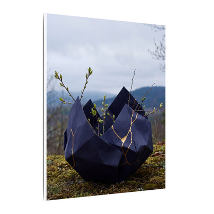 Paper Fold Canvas Art | Spring Kintsugi Gold Repair Art