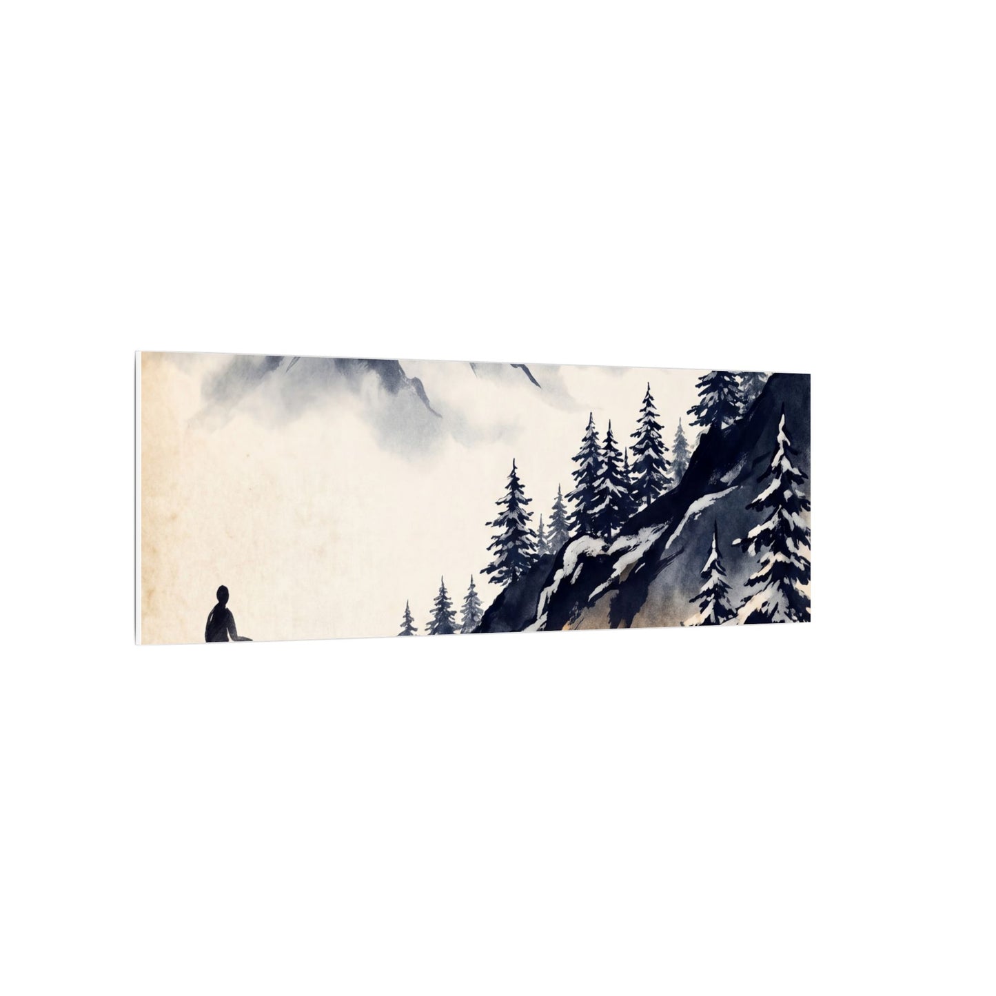 Mountain Mist Canvas Art | Winter Zen Ukiyo E Inspired Art