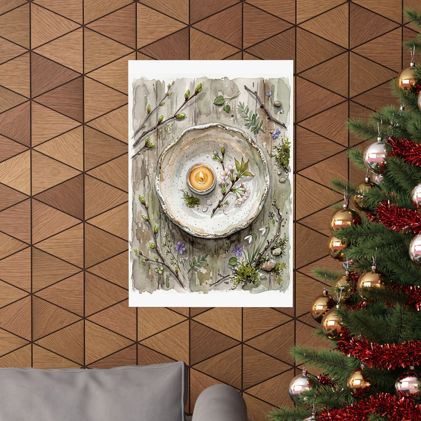 Spring Ceramic Bowl Watercolor Wall Art Print | Elegant Decor