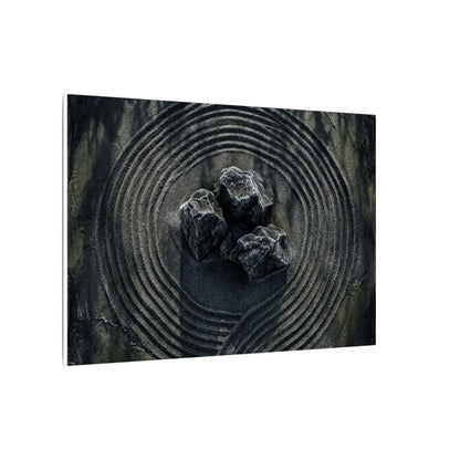 Moody Rock Garden Canvas Art - Dark Texture Dark Japandi