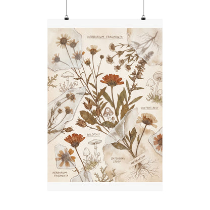 Winter Dried Flowers Herbarium Wall Art Print | Rustic Decor Art Print
