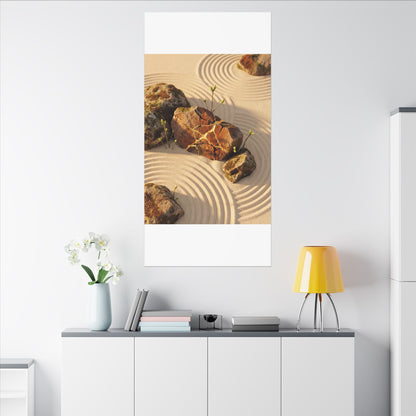 Kanso Rock Garden Canvas Art - Kintsugi Crackle Gold