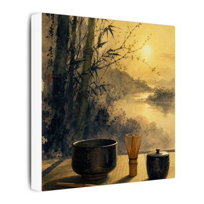 Tea Ceremony Sumi E Canvas Art | Contemplative Zen Art