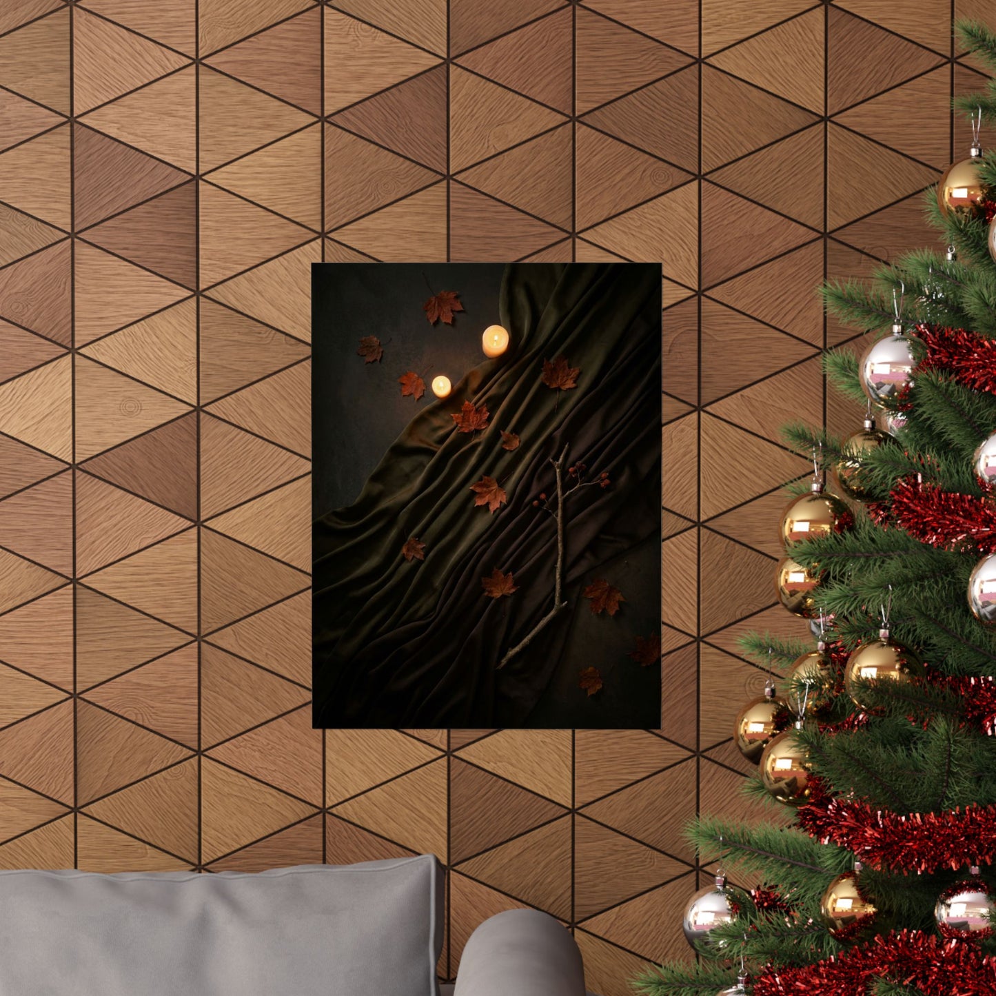 Candlelight Silk Drape Wall Art Print - Dark Japandi Datsuzoku