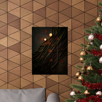 Candlelight Silk Drape Wall Art Print - Dark Japandi Datsuzoku