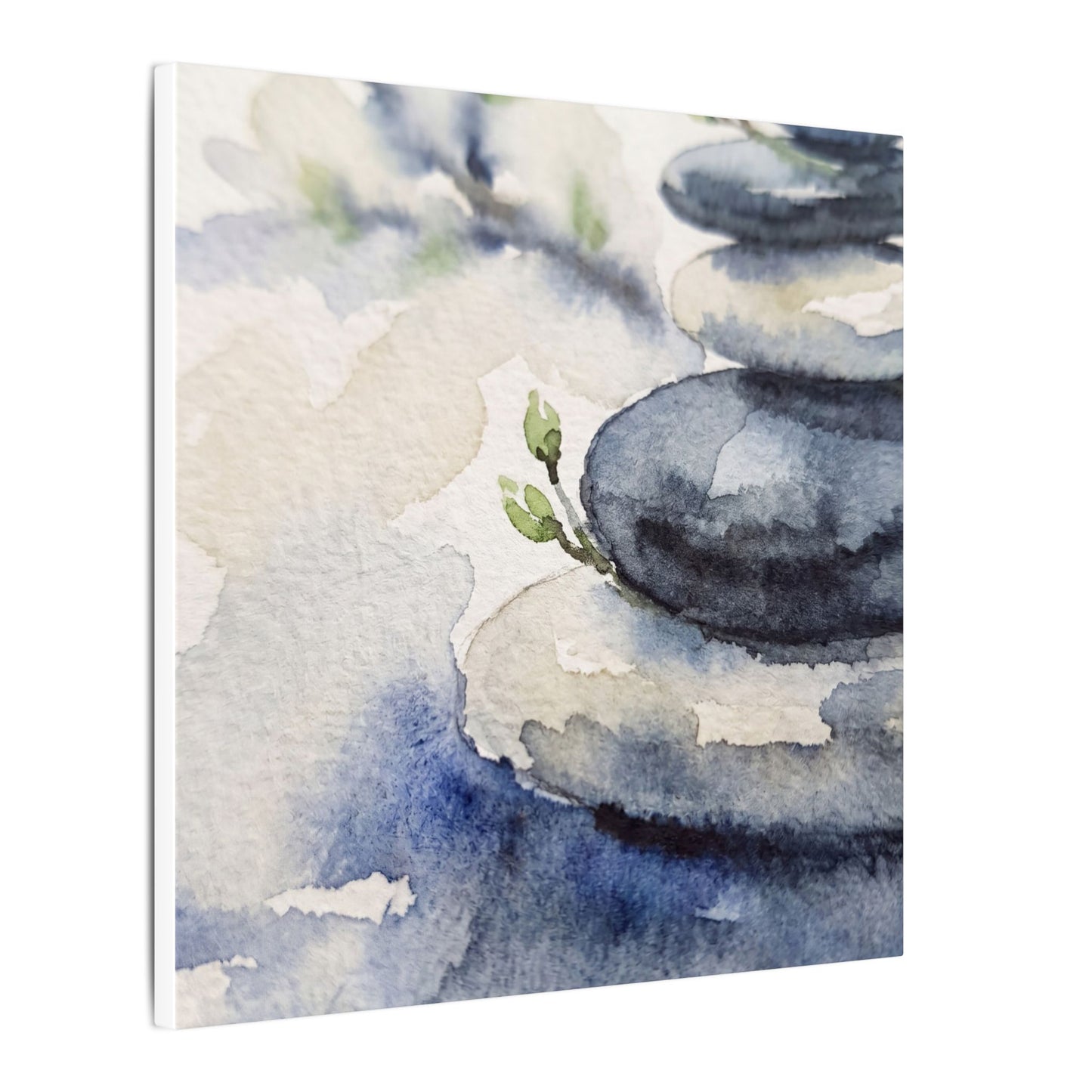 River Stones Watercolor Canvas Art | Cozy Japandi Art