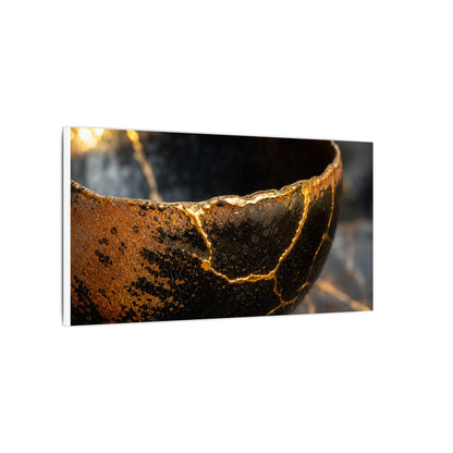 Kintsugi Ceramic Bowl in Golden Hour | Gold Vein Canvas Art