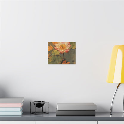 Autumn Lotus Flower Herbarium Canvas Art | Rustic Decor