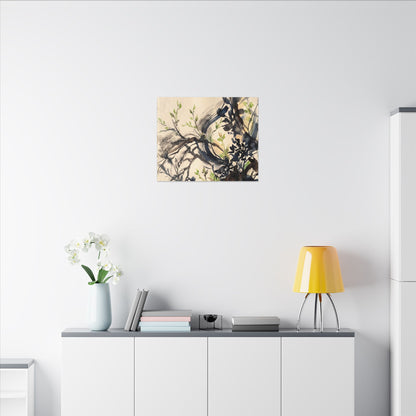 Ma Shadow Play Canvas Art - Dark Japandi Charcoal Ink