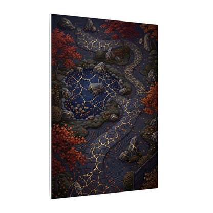 Moonlit Garden Gold Vein Canvas Art | Resilient Kintsugi Art