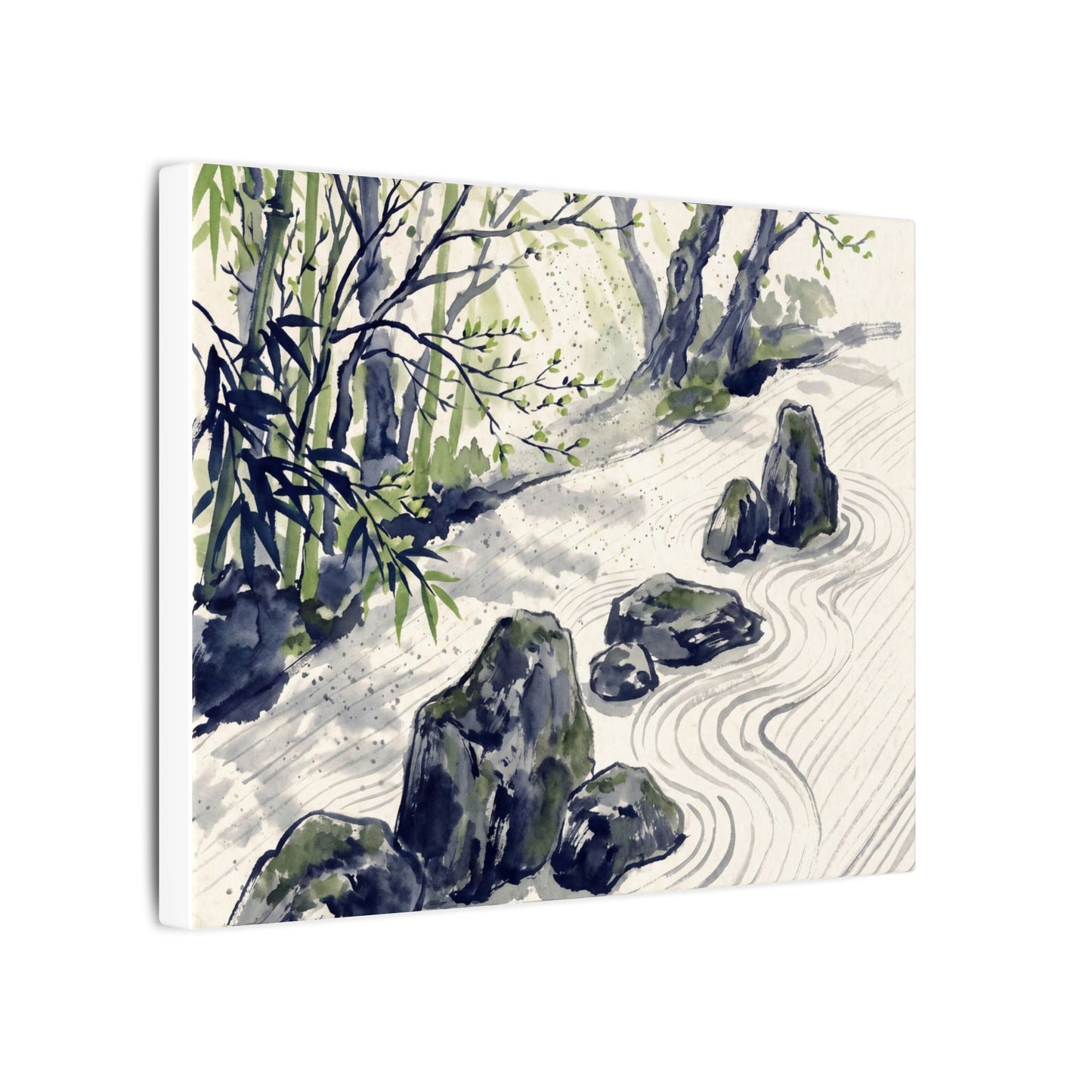 Dappled Rock Garden Canvas Art - Zen Mono No Aware