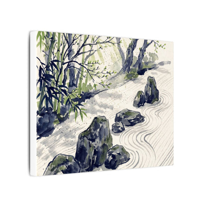 Dappled Rock Garden Canvas Art - Zen Mono No Aware