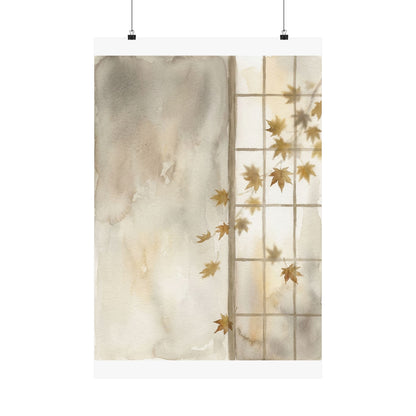 Elegant Shoji Screen Wall Art Print - Watercolor Japandi