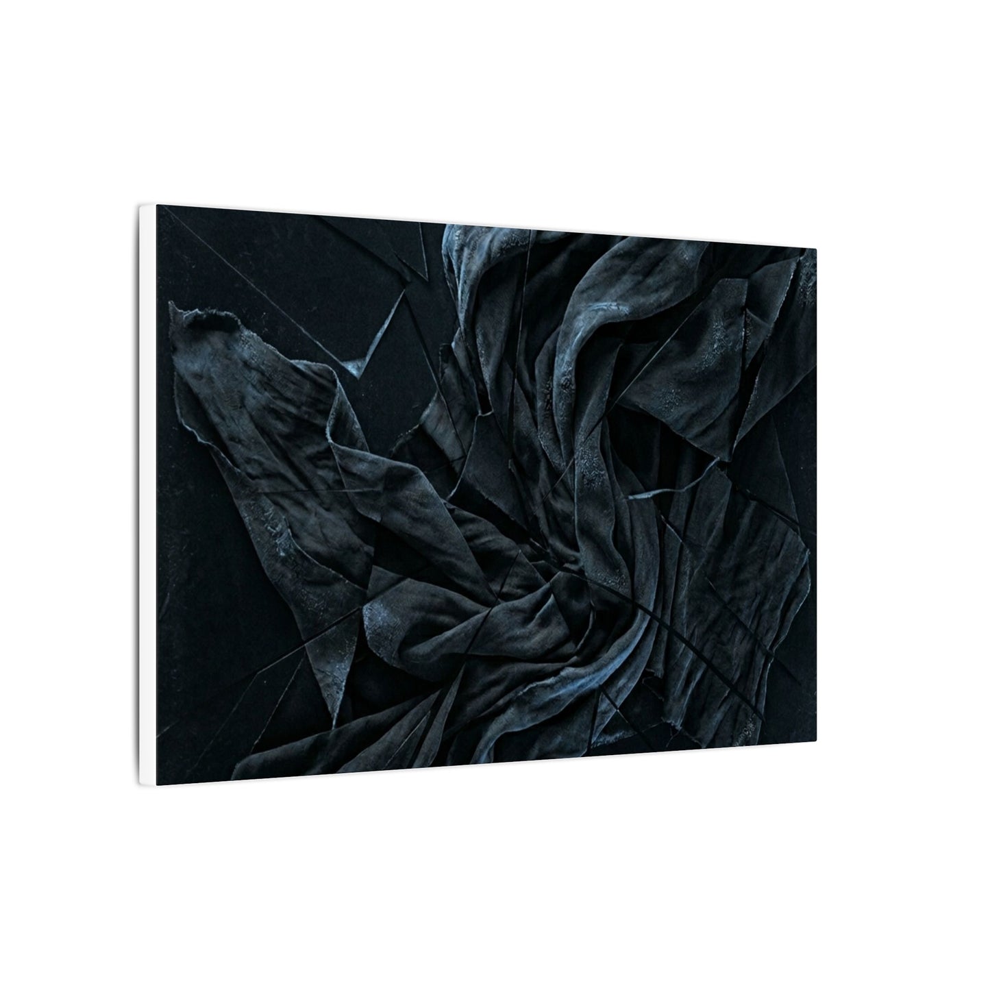 Dark Japandi Silk Drape in Moonlight | Moody Minimal Canvas Art
