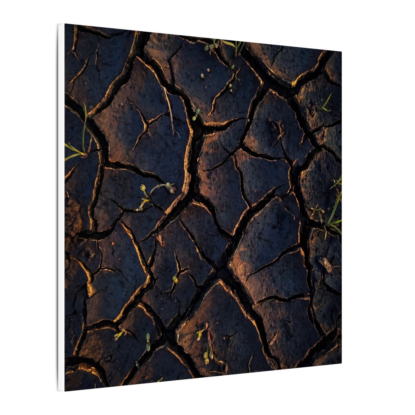 Cracked Earth Moody Minimal Canvas Art | Luxurious Dark Japandi Art