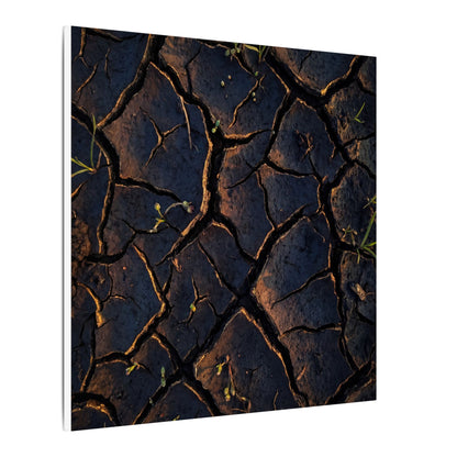 Cracked Earth Moody Minimal Canvas Art | Luxurious Dark Japandi Art