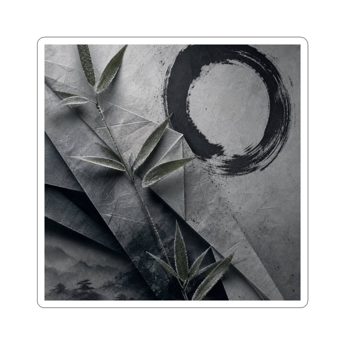 Winter Paper Fold Enso Sticker | Calm Decor